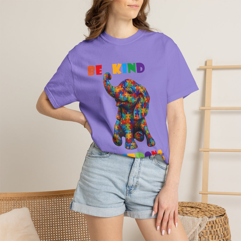 Be Kind Be Strong Elephant T-shirt | Colorful Puzzle Pattern Adult T-Shirt