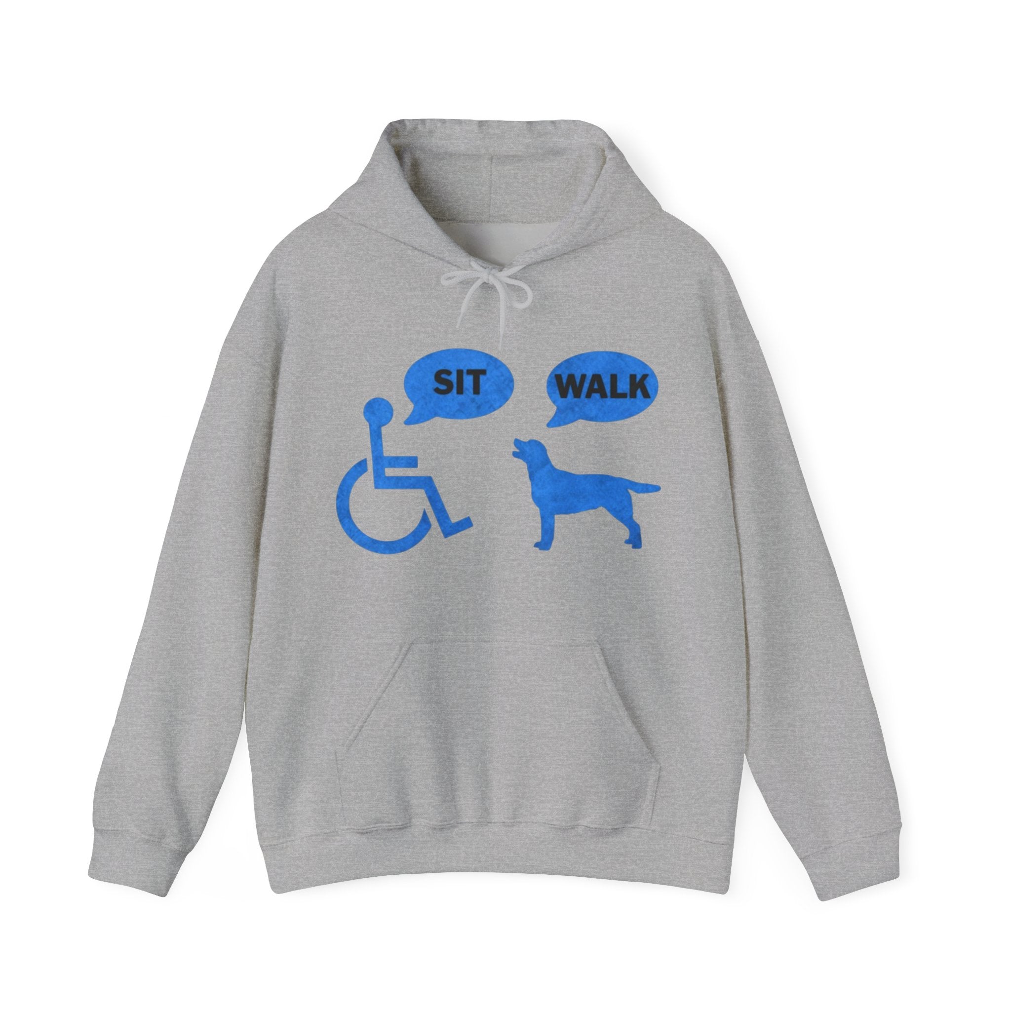 Hoodie - Wheelchair & Dog Speech Bubbles “SIT / WALK” Rescue Pet Support Sweatshirt