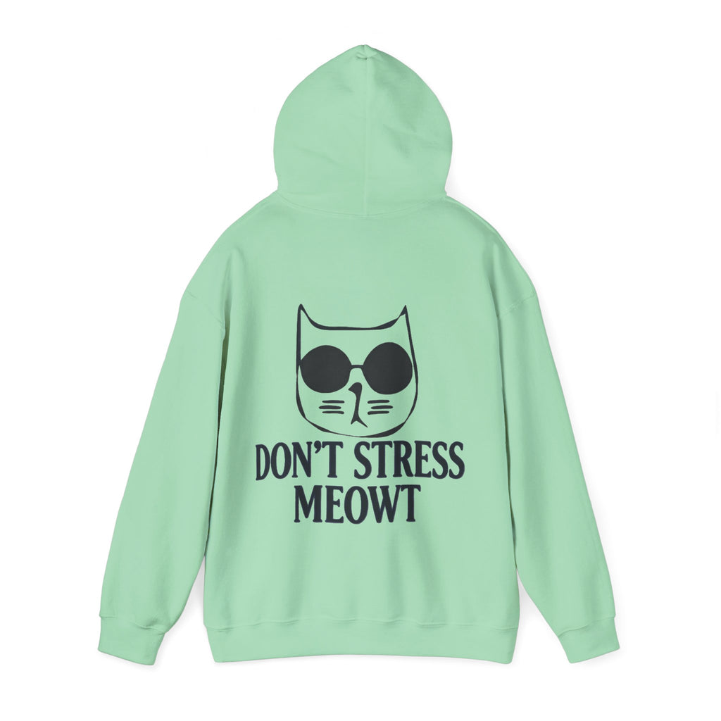 Don't Stress Meowt Adult Hoodie — Relaxed Cat Graphic Sweatshirt