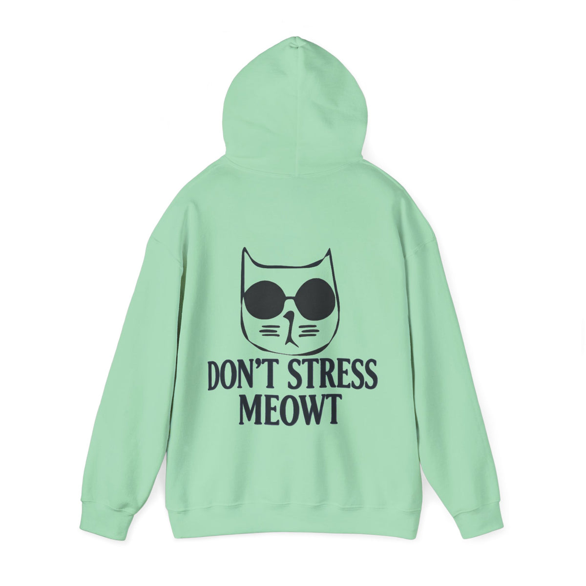 Don't Stress Meowt Adult Hoodie — Relaxed Cat Graphic Sweatshirt
