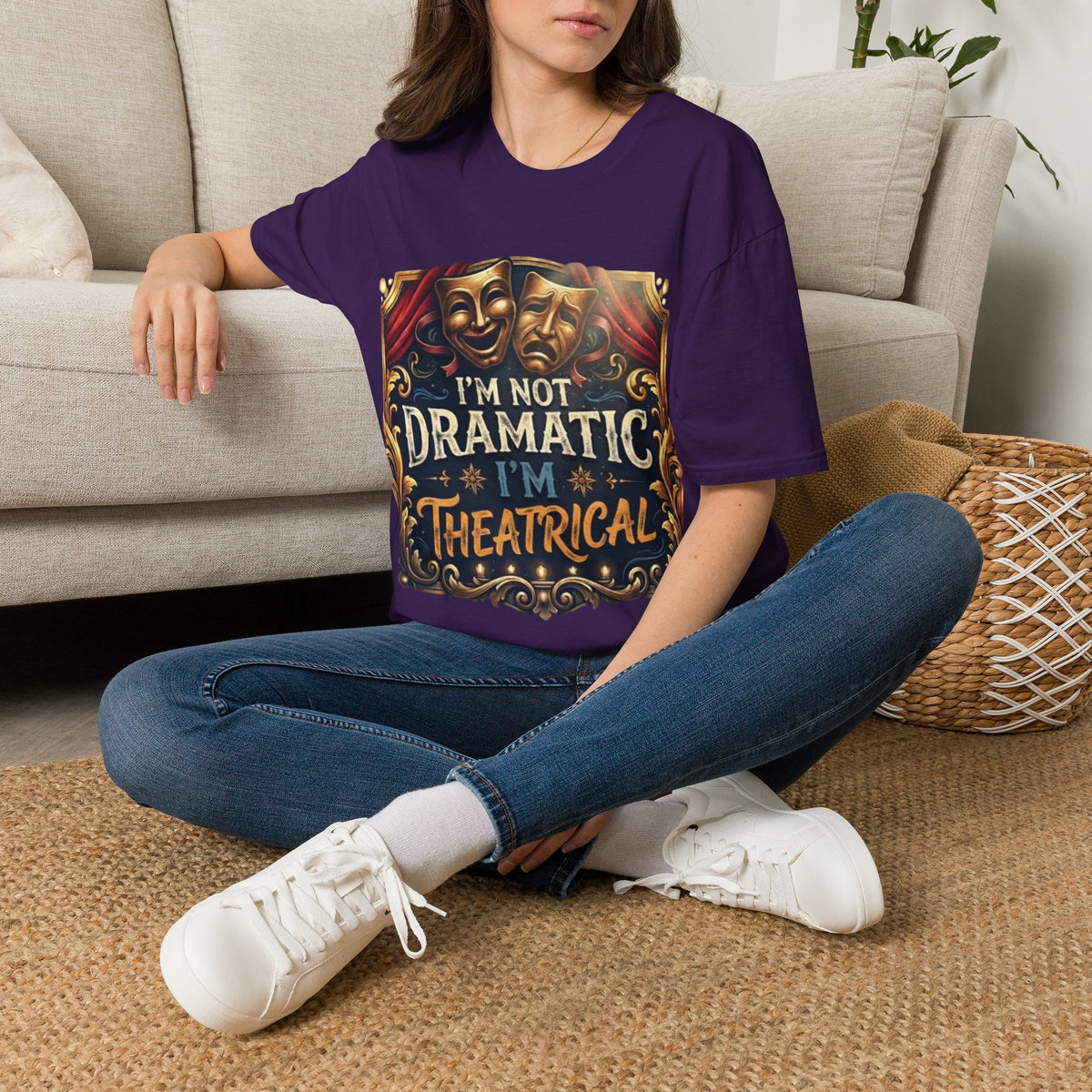 Theatrical Drama Mask Adult T‑Shirt — "I'm Not Dramatic I'm Theatrical" Graphic Tee