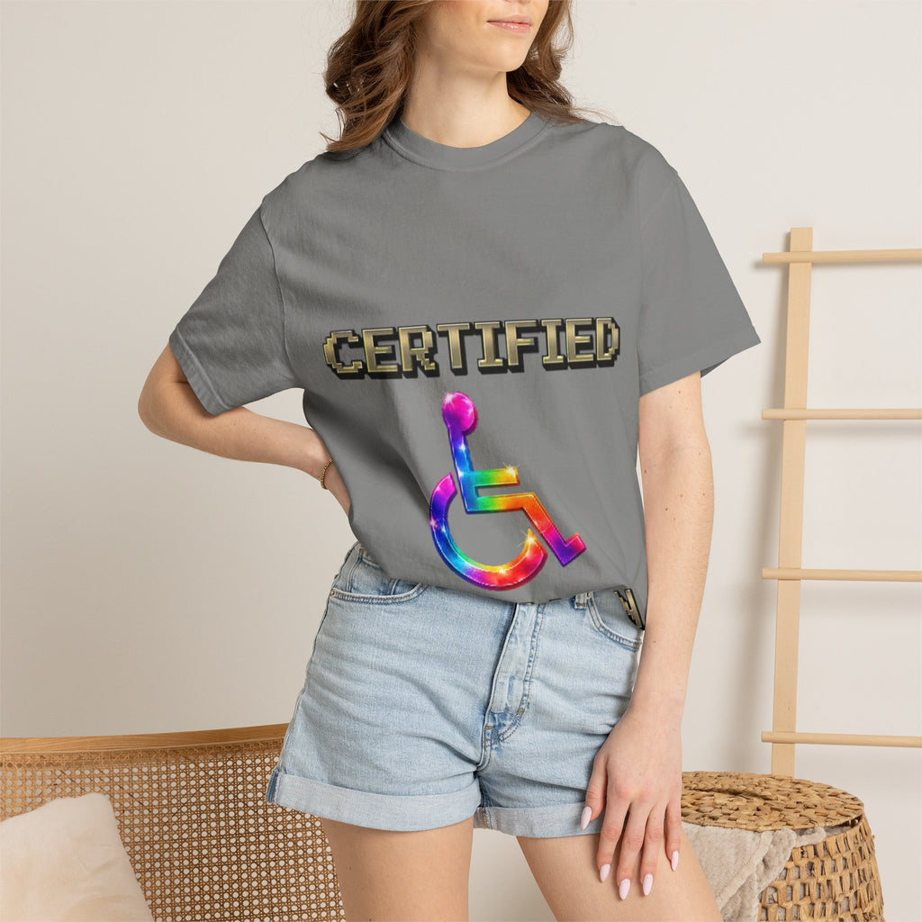 Certified Stunt Man T-Shirt — Rainbow Wheelchair Adult Tee