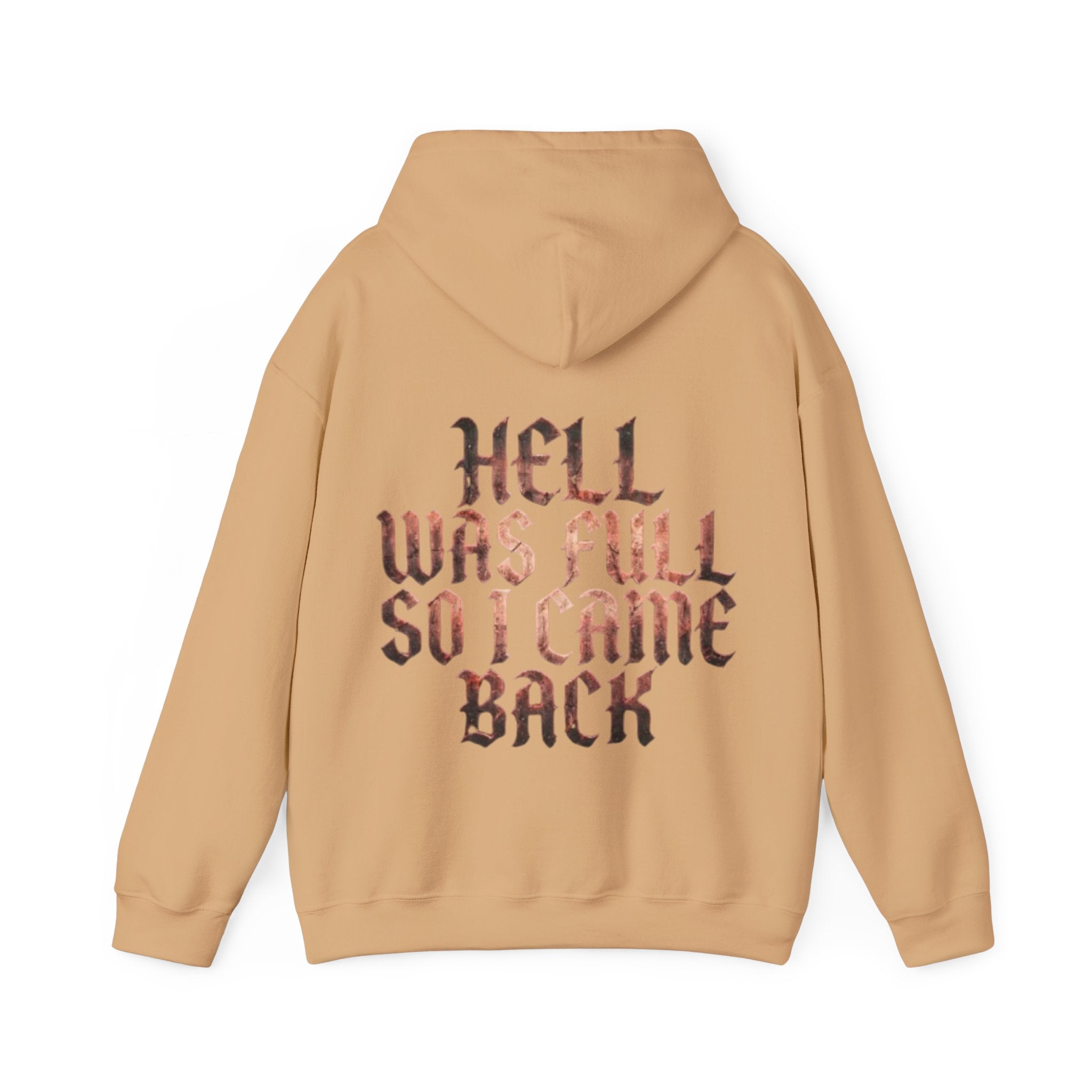 Hell Was Full Adult Hoodie — Gothic Quote Back Print Pullover