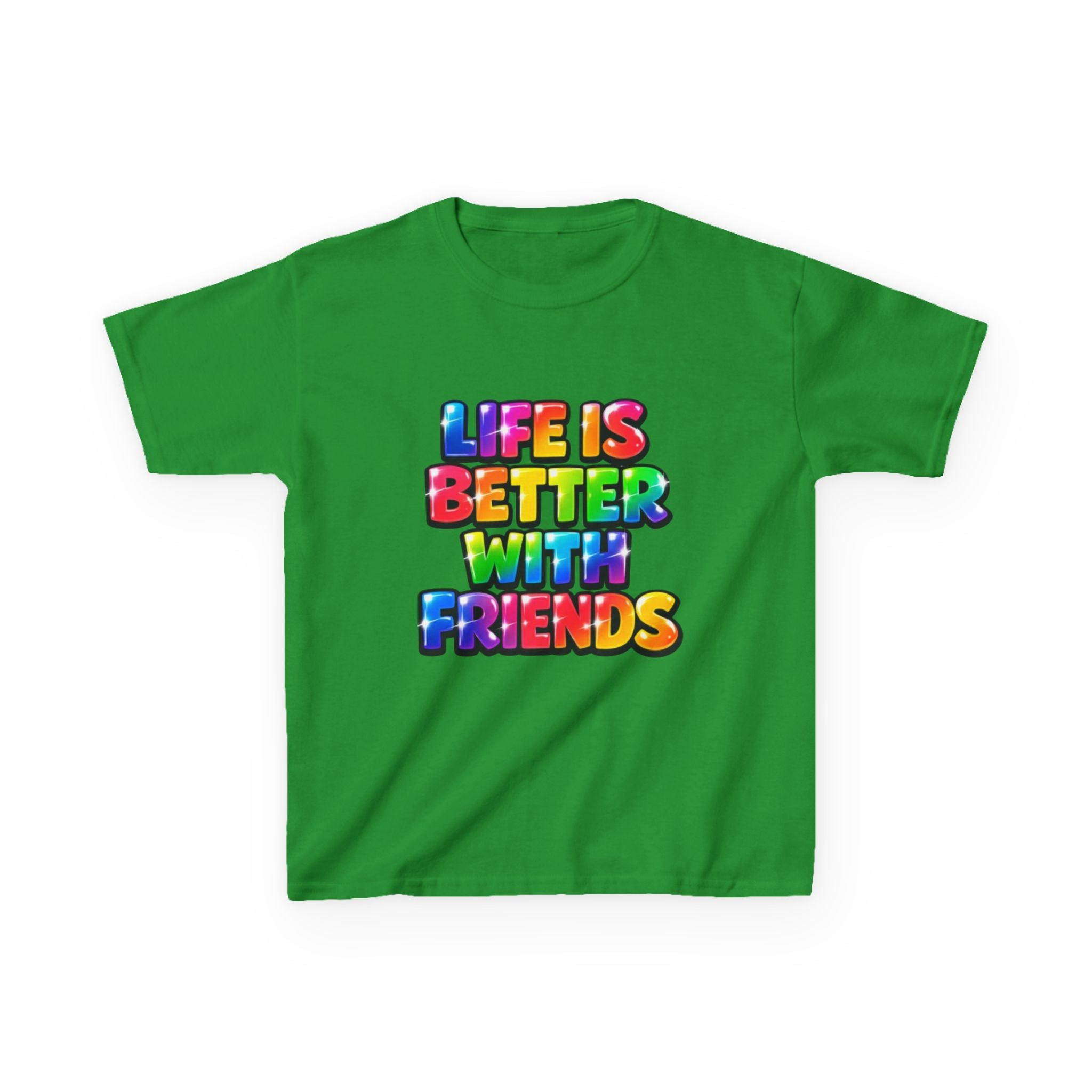 Kids T-Shirt — "Life Is Better With Friends" Rainbow Graphic Tee