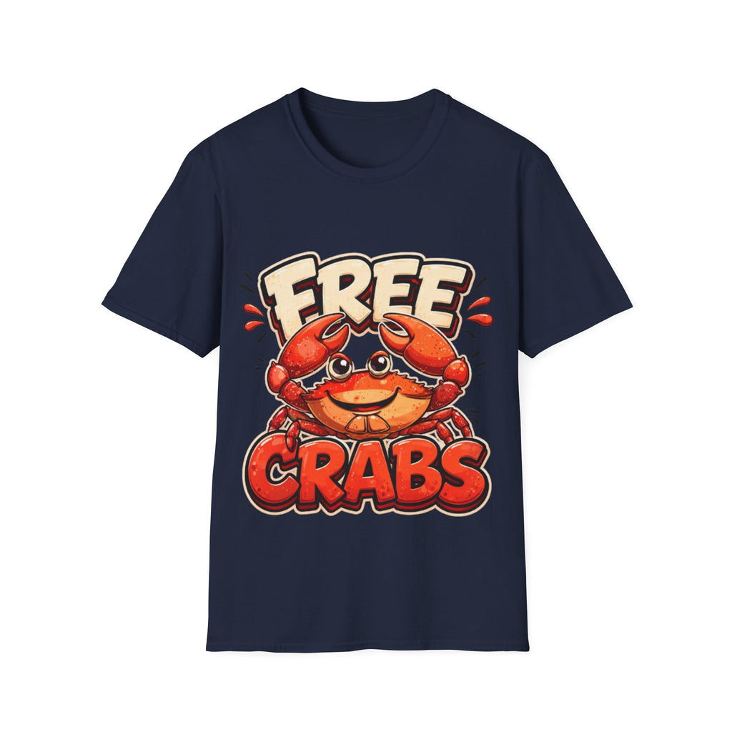Free Crabs Adult T-Shirt — Funny Seafood Beach Graphic Tee