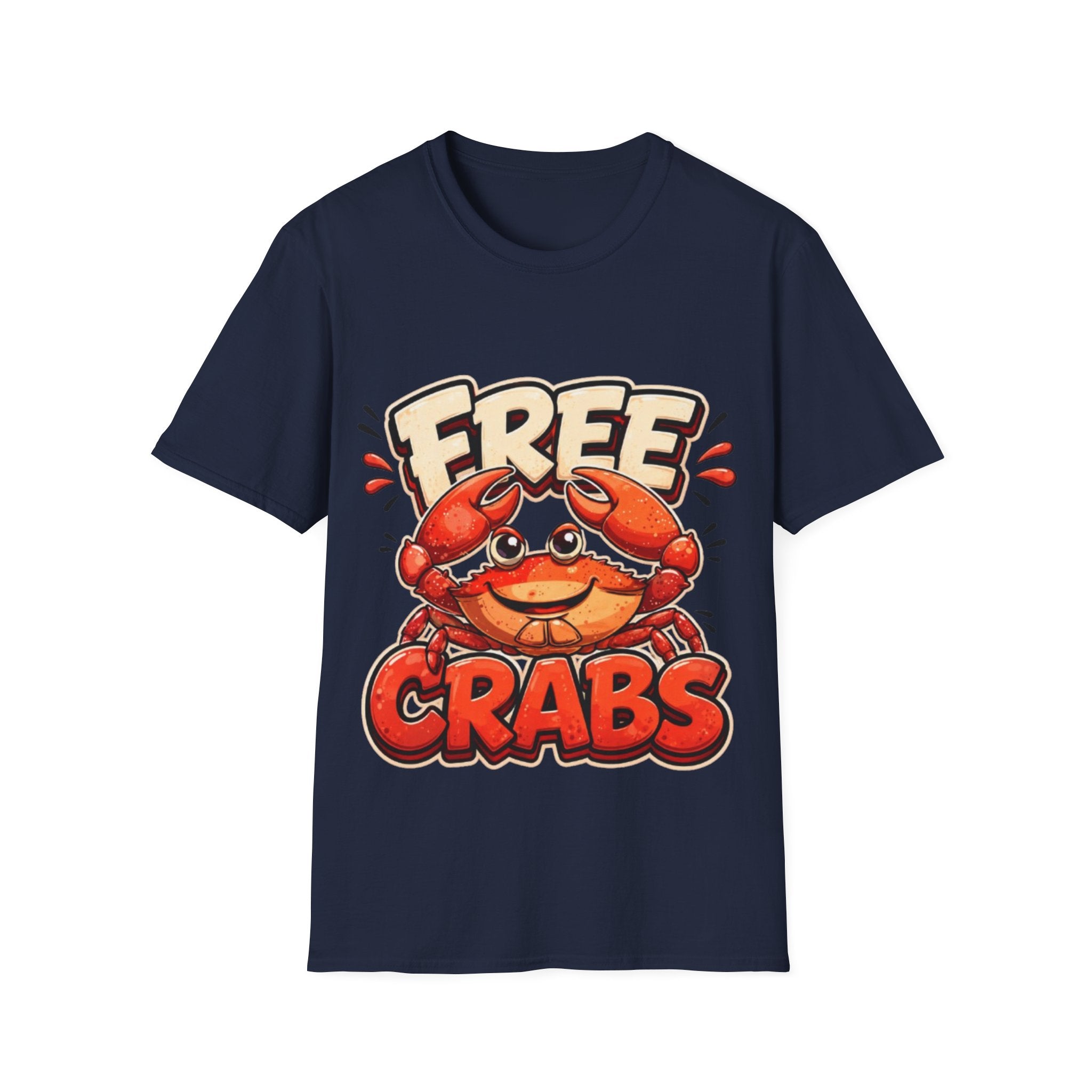 Free Crabs Adult T-Shirt — Funny Seafood Beach Graphic Tee