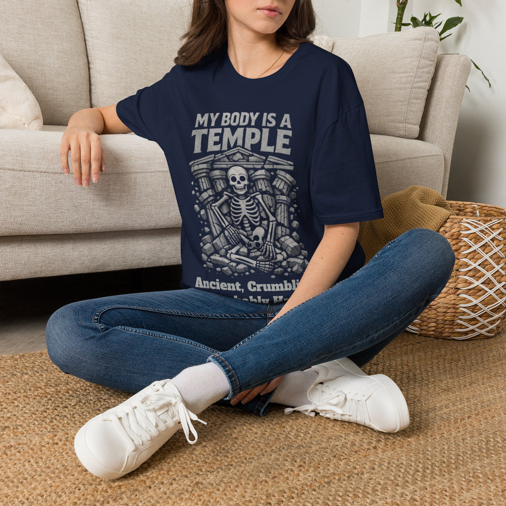 Temple Skeleton Adult T-Shirt — "My Body Is a Temple" Vintage Gothic Tee