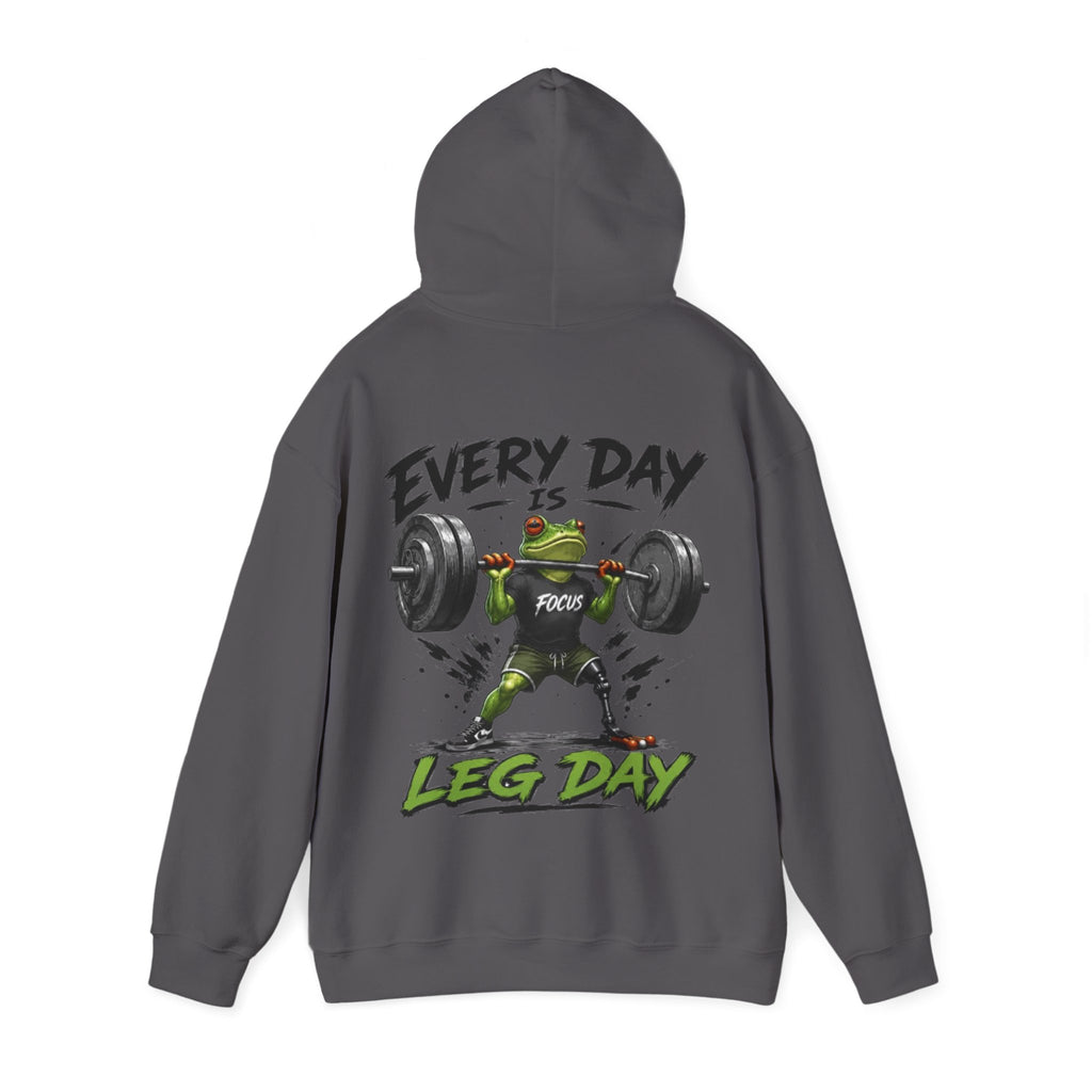 Adult Hoodie - "Every Day Is Leg Day" Frog Weightlifting Gym Hoodie