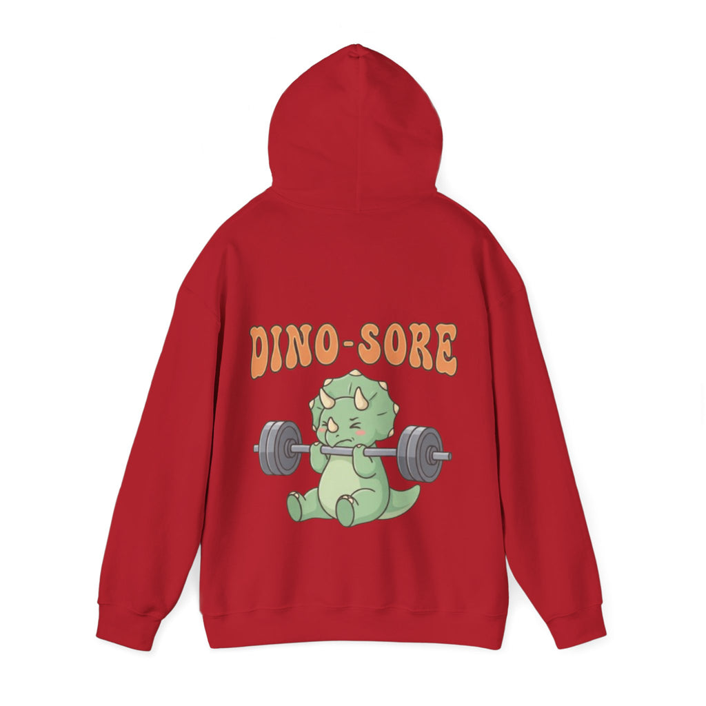 Dino-Sore Adult Hoodie — Cute Triceratops Weightlifting Sweatshirt