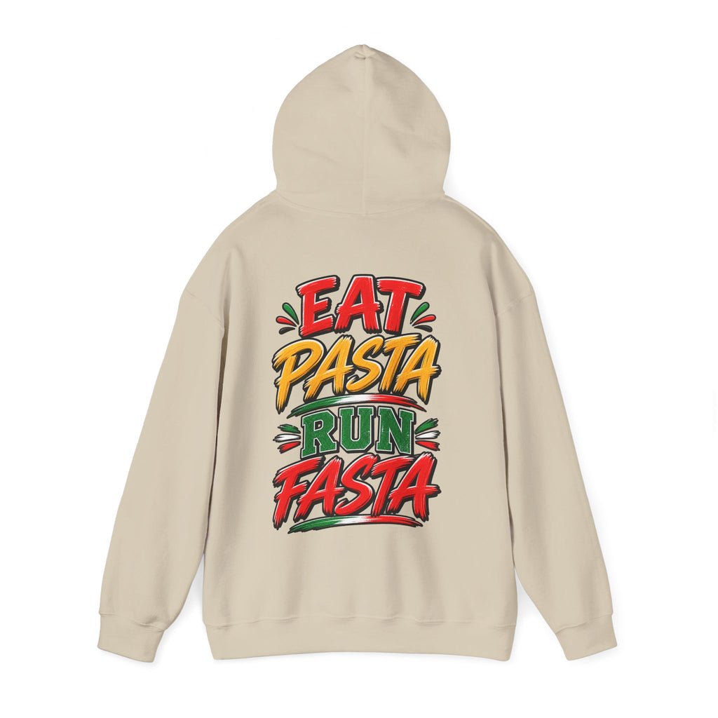 Adult Hoodie — "Eat Pasta Run Fasta" Graphic Pullover