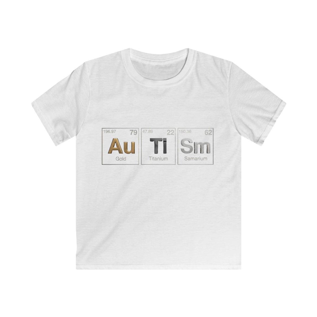 Kids T-shirt — 'Au Ti Sm' Periodic Table Design | Cute Autism Awareness Shirt for Children