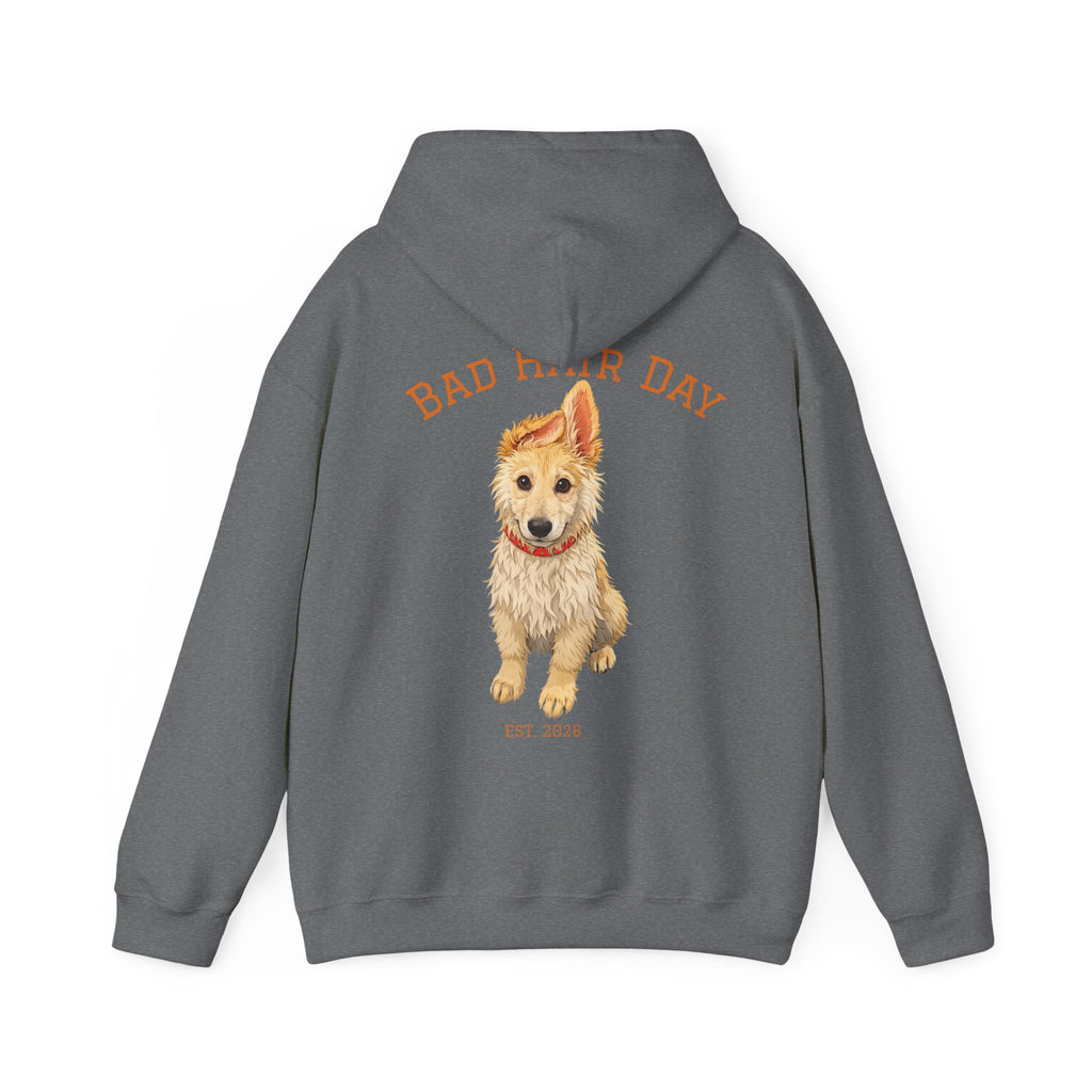Bad Hair Day Puppy Adult Hoodie | Cute Dog Illustration Sweatshirt
