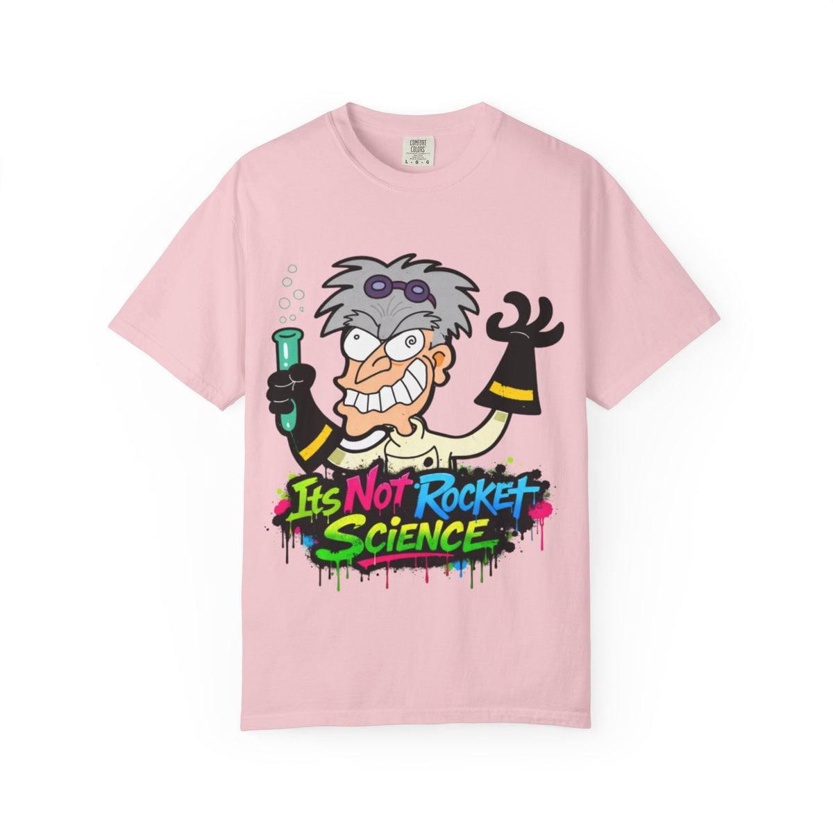 Science Cartoon  Adult T-Shirt — "It's Not Rocket Science" Lab Mad Scientist Tee
