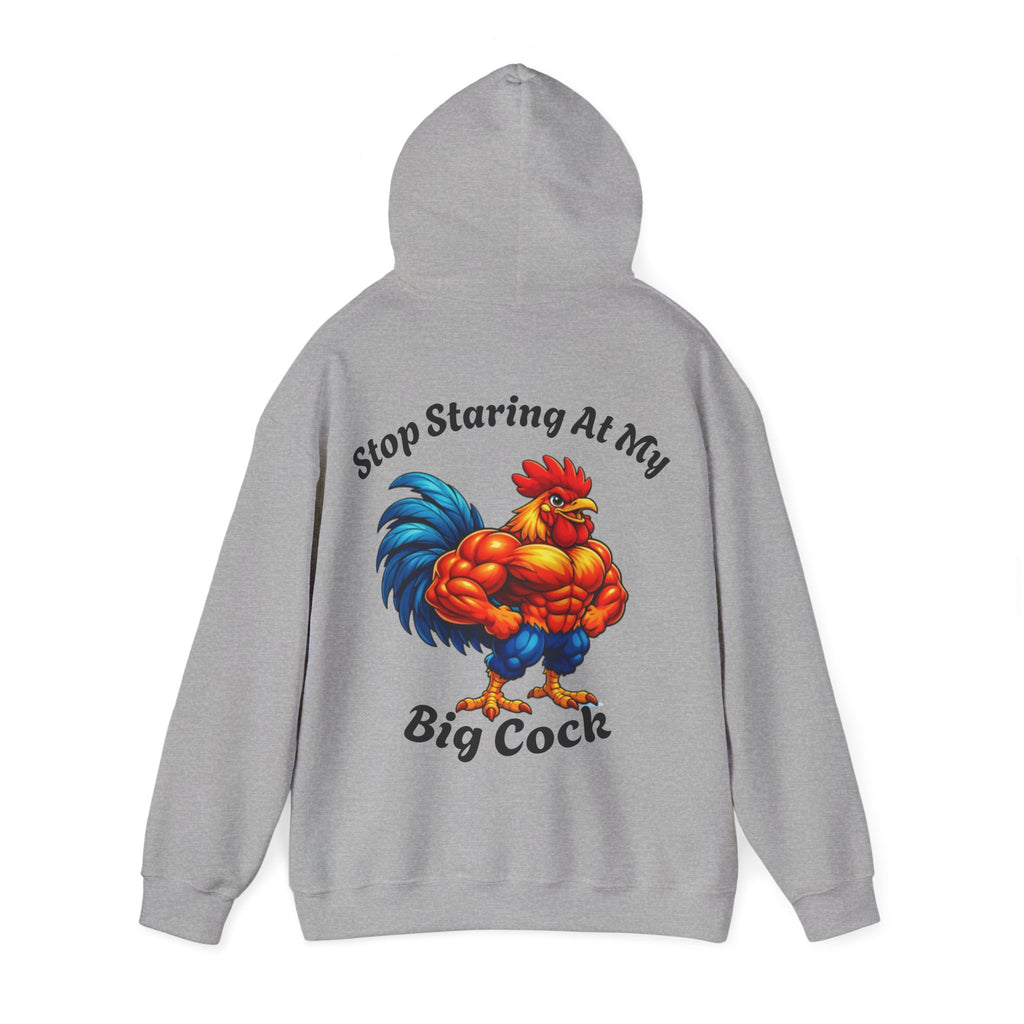 Adult Hoodie - 'Stop Staring At My Big Cock' Funny Rooster Graphic Pullover
