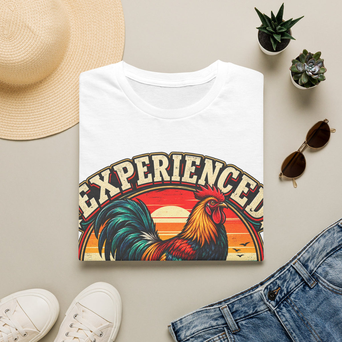 Experienced Cock Handler Adult T-Shirt — Retro Rooster Graphic Tee
