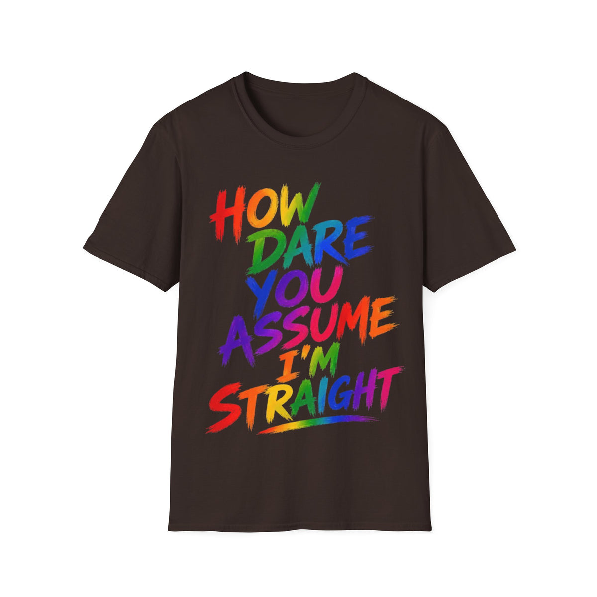 How Dare You Assume I’m Straight Adult T-Shirt — Rainbow Pride Graphic Tee