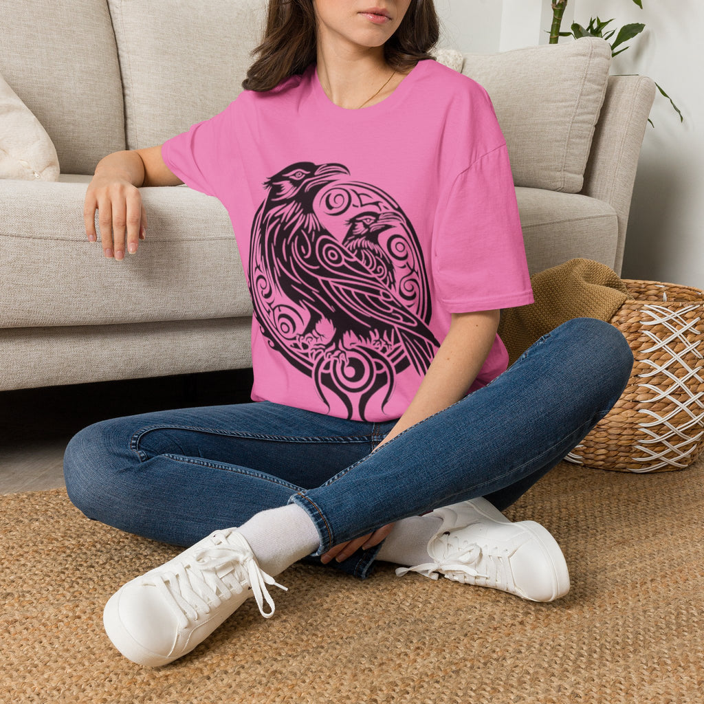 Odens Raven's Tribal Art Adult T-Shirt — Huginn and Muninn