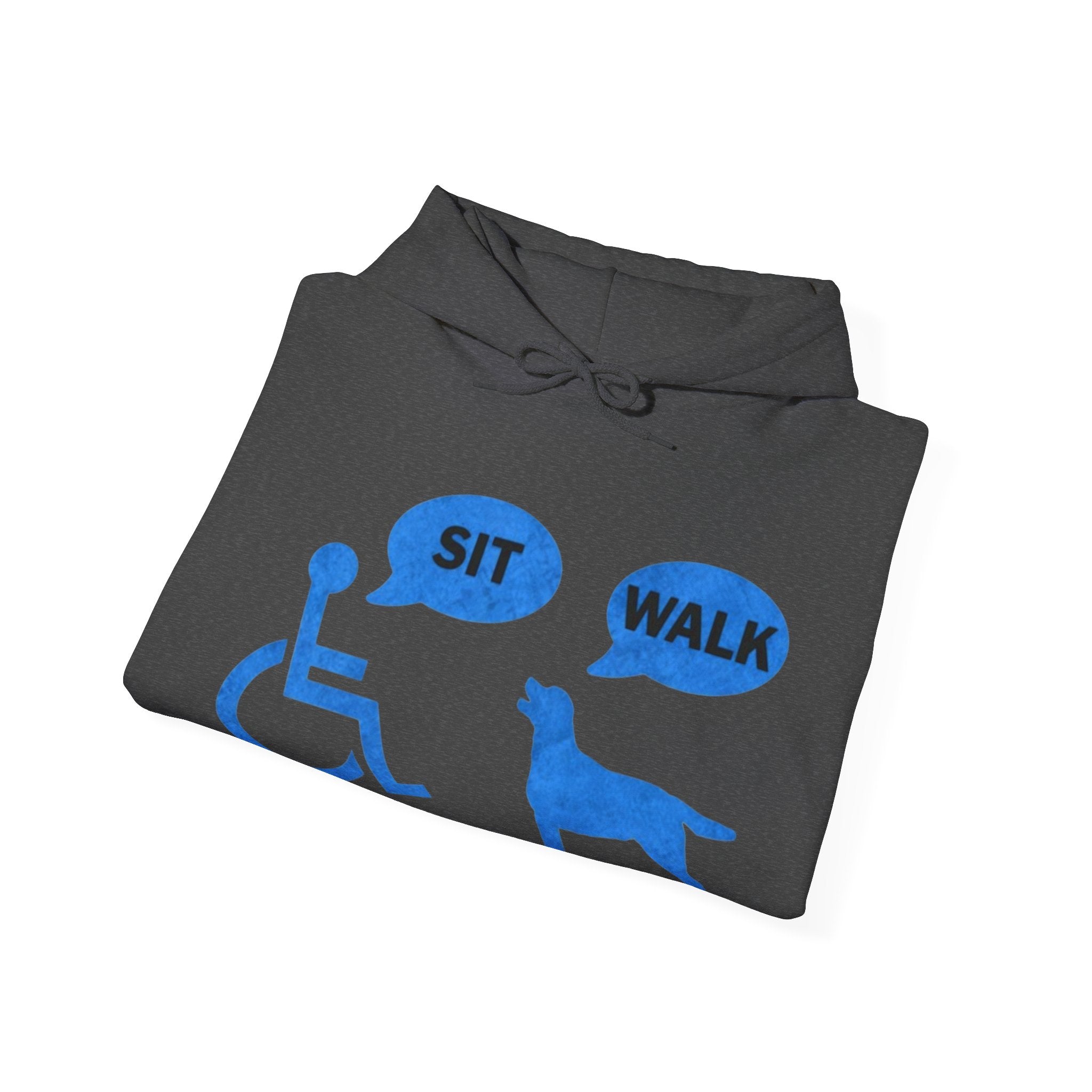 Hoodie - Wheelchair & Dog Speech Bubbles “SIT / WALK” Rescue Pet Support Sweatshirt