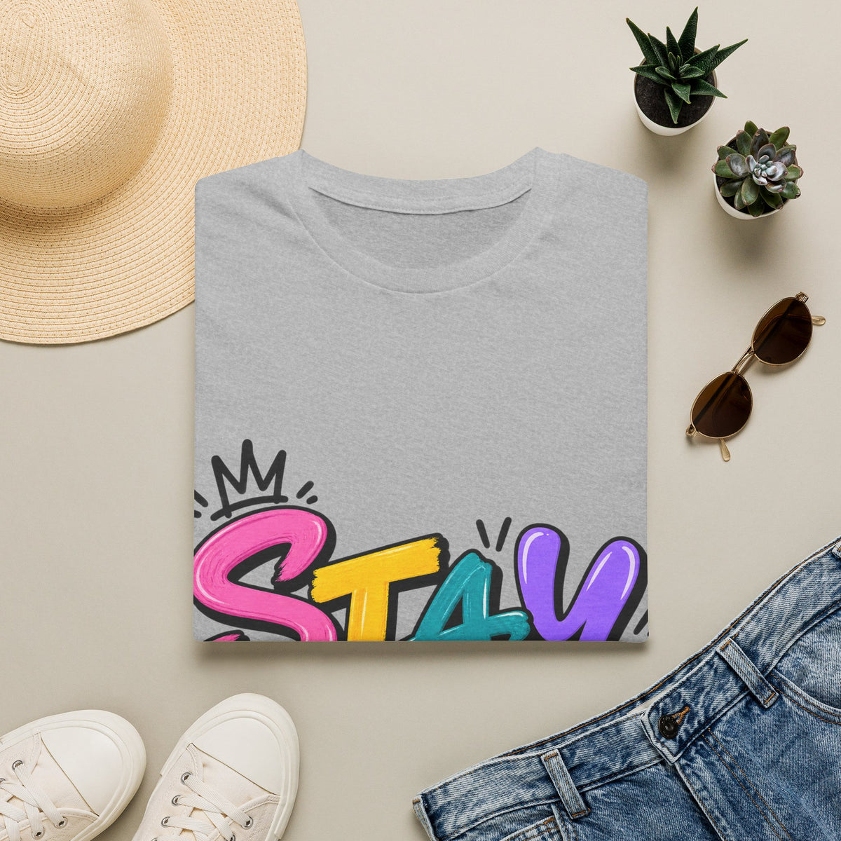 Stay Weird Adult T-Shirt — Colorful Graffiti Graphic Tee