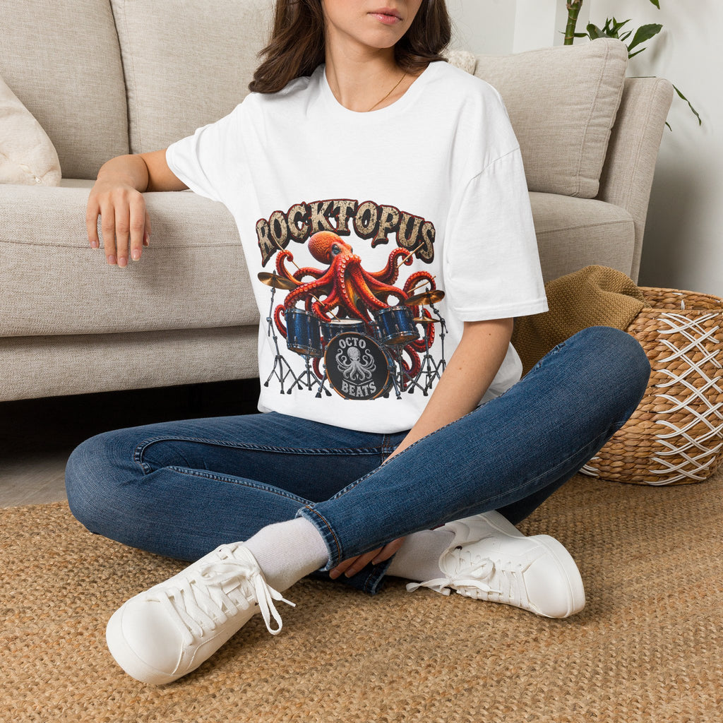 Rocktopus Drummer Adult T-Shirt — Octopus Band Vintage Rock Tee