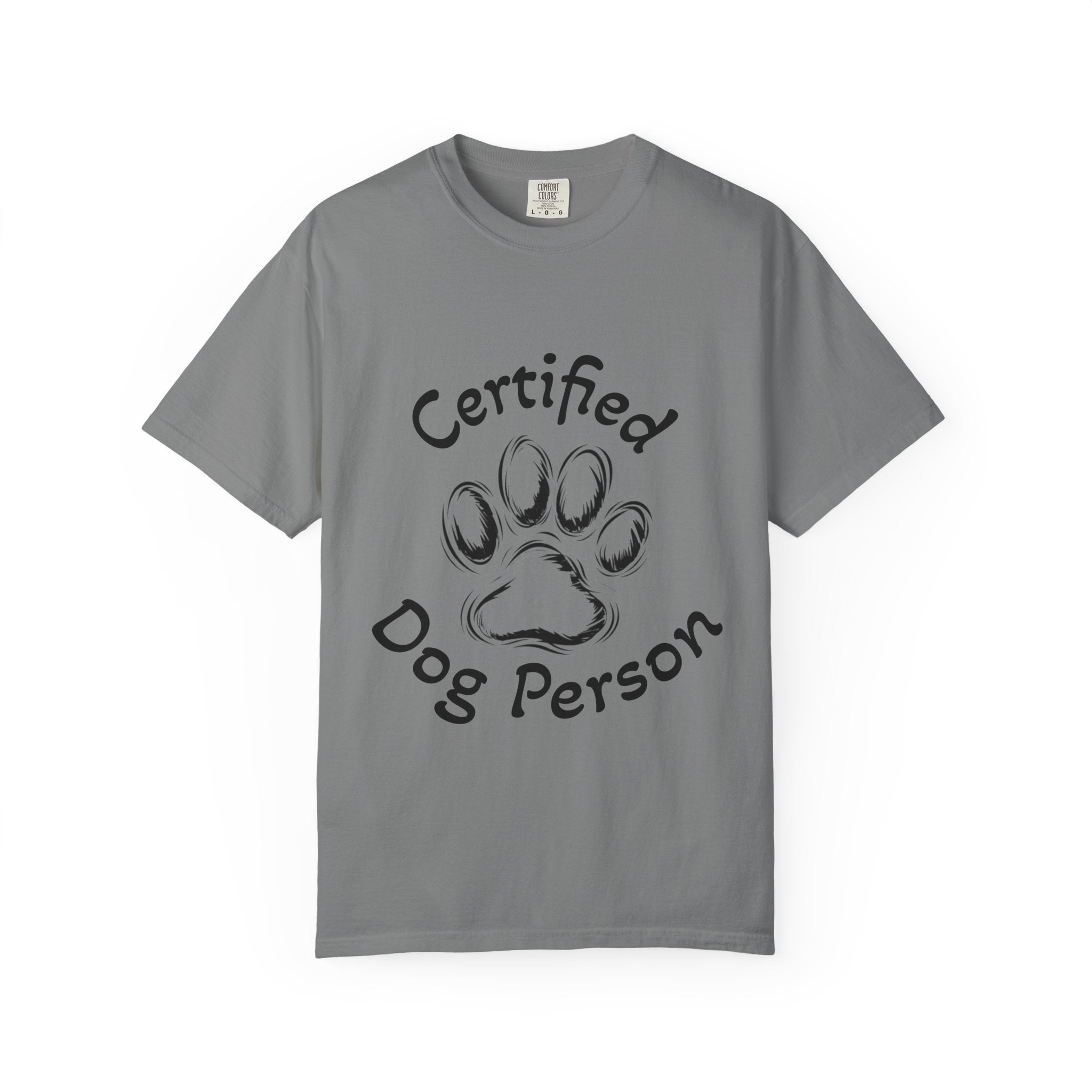 Certified Dog Person Adult T-Shirt — Paw Print Graphic Tee for Dog Lovers
