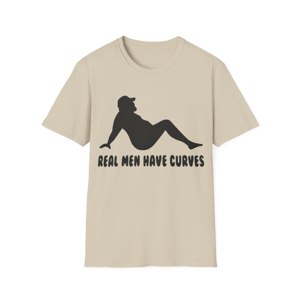 Curvy Silhouette Adult T-Shirt — "Real Men Have Curves" Graphic Tee