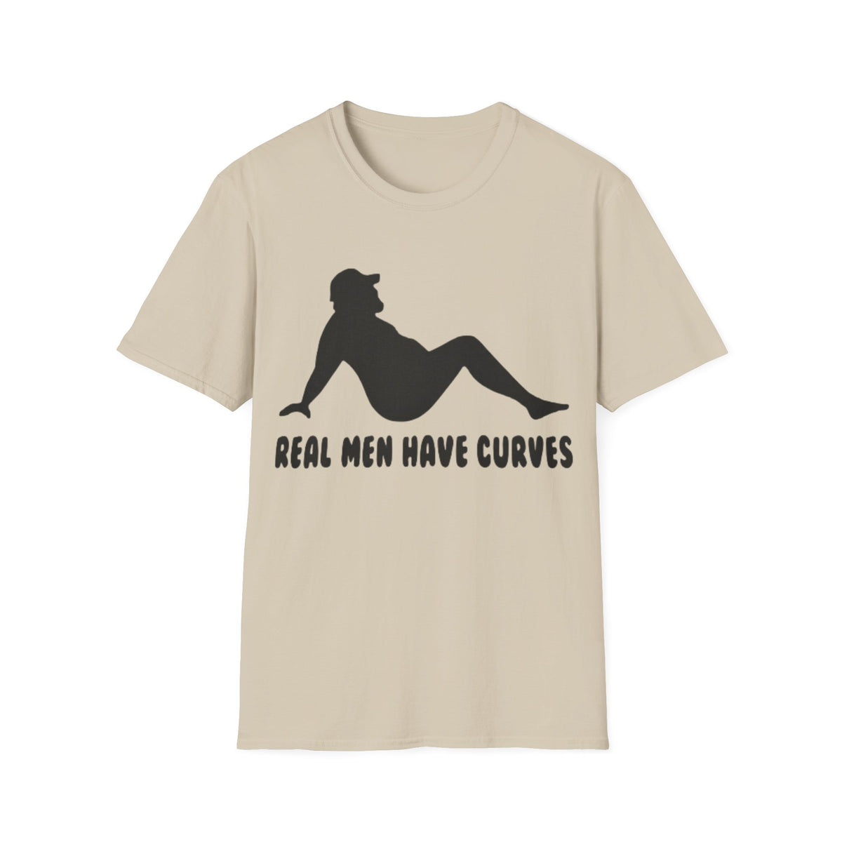 Curvy Silhouette Adult T-Shirt — "Real Men Have Curves" Graphic Tee