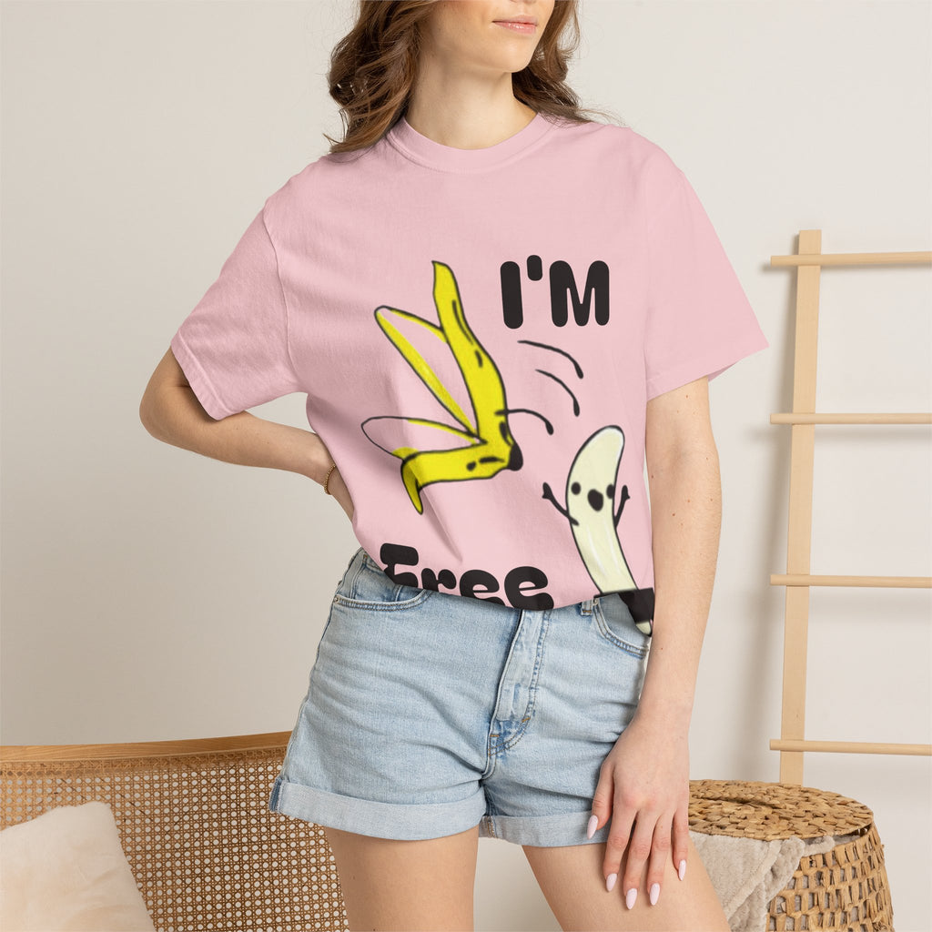 Banana Skateboard Adult T-Shirt — "I’m Free" Cute Skateboarding Banana Graphic Tee