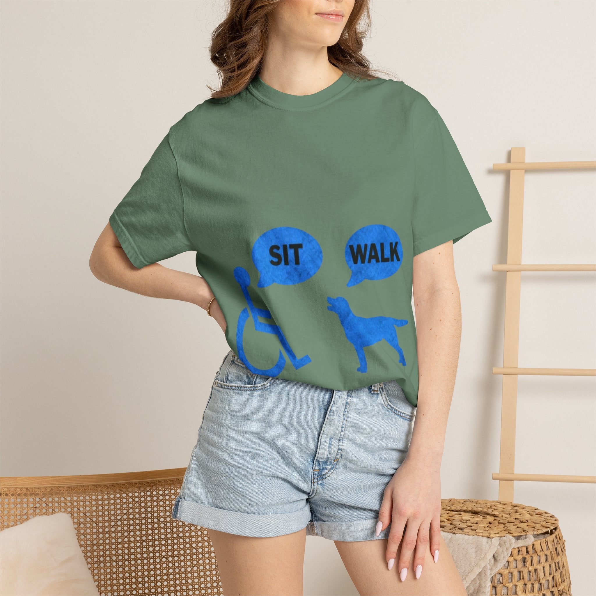 Disabled Veteran & Service Dog T-Shirt — "Sit / Walk" Graphic Tee