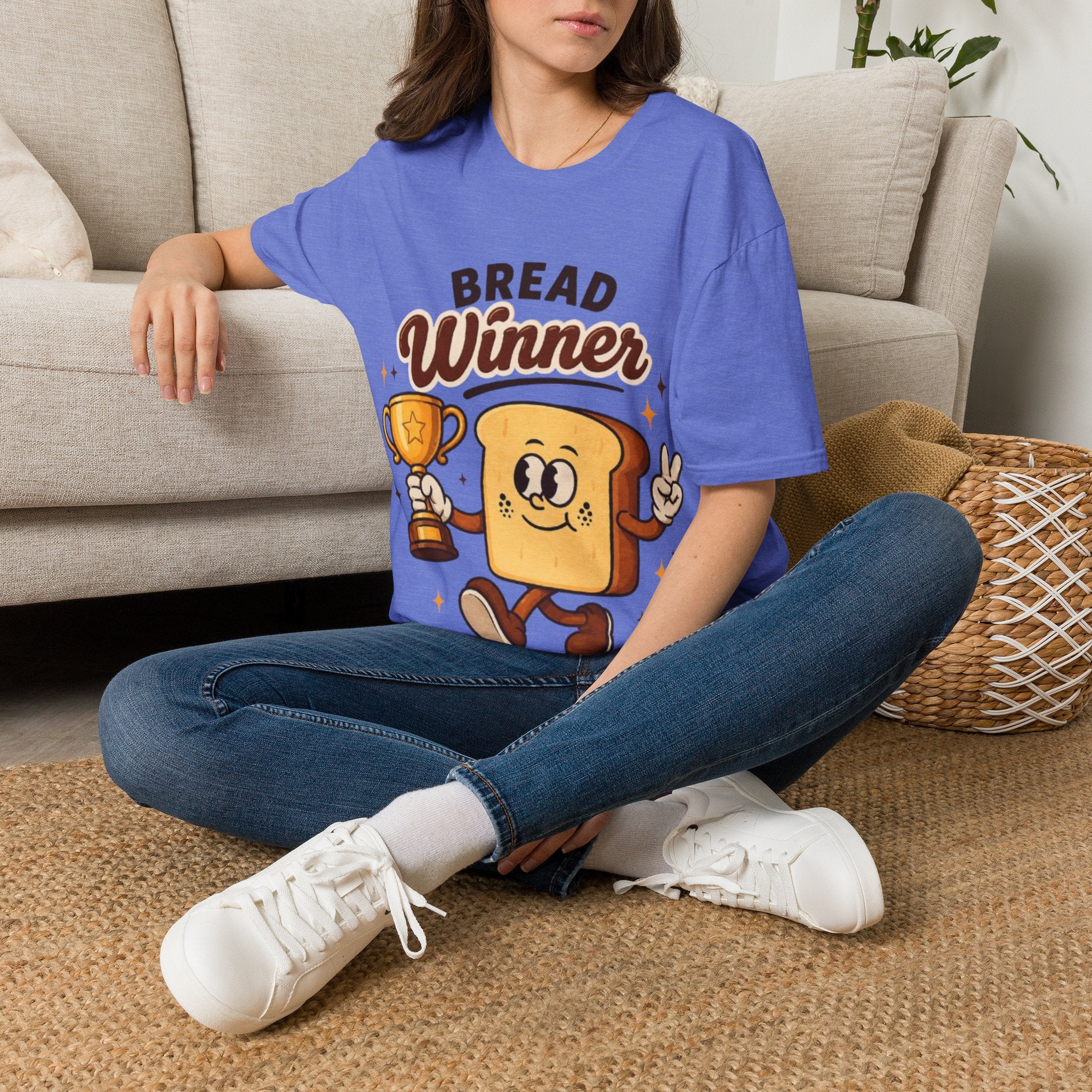 Bread Winner Adult T‑Shirt — Funny Toast Cartoon Tee for Bakers & Breakfast Lovers