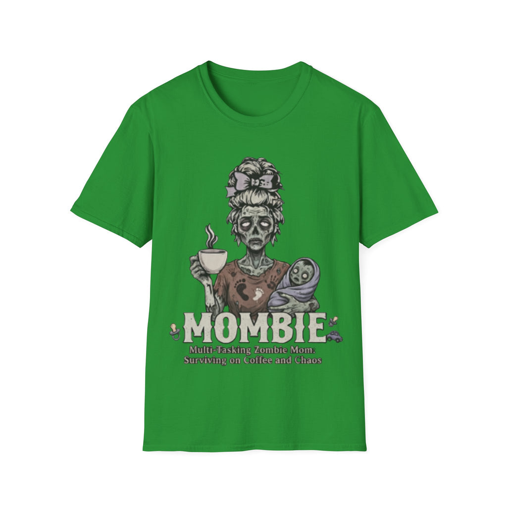 Mombie Adult T-Shirt – Funny Zombie Coffee Tee for Halloween & Horror Fans