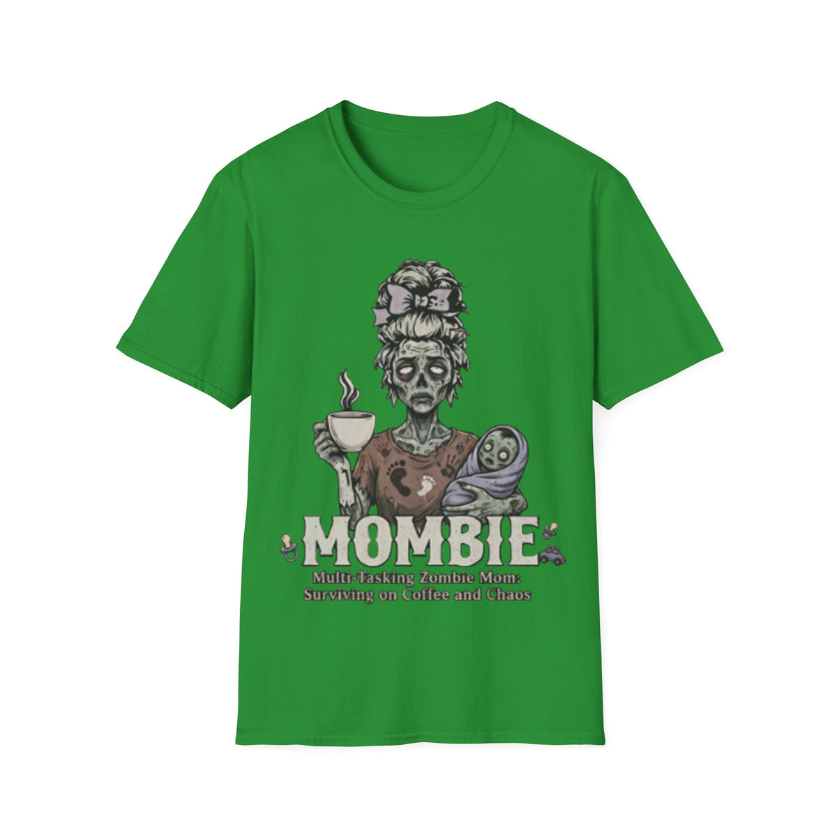 Mombie Adult T-Shirt – Funny Zombie Coffee Tee for Halloween & Horror Fans
