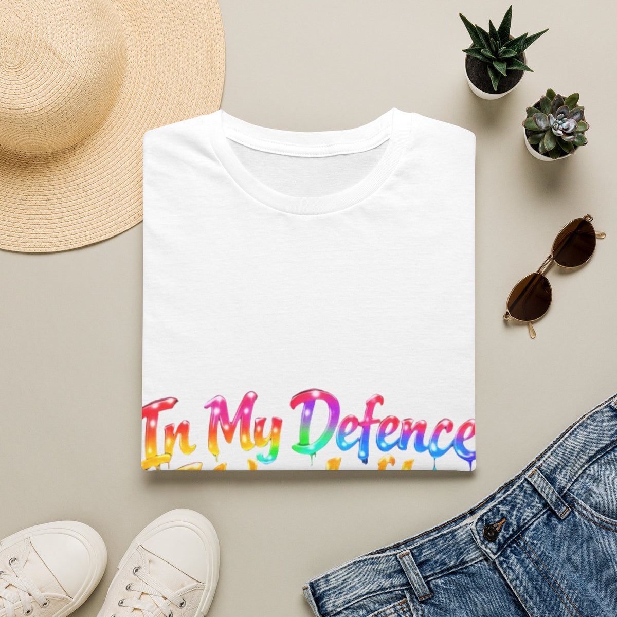 In My Defense I Was Left Unsupervised Adult T-Shirt – Funny Rainbow Casual Tee for Women & Men