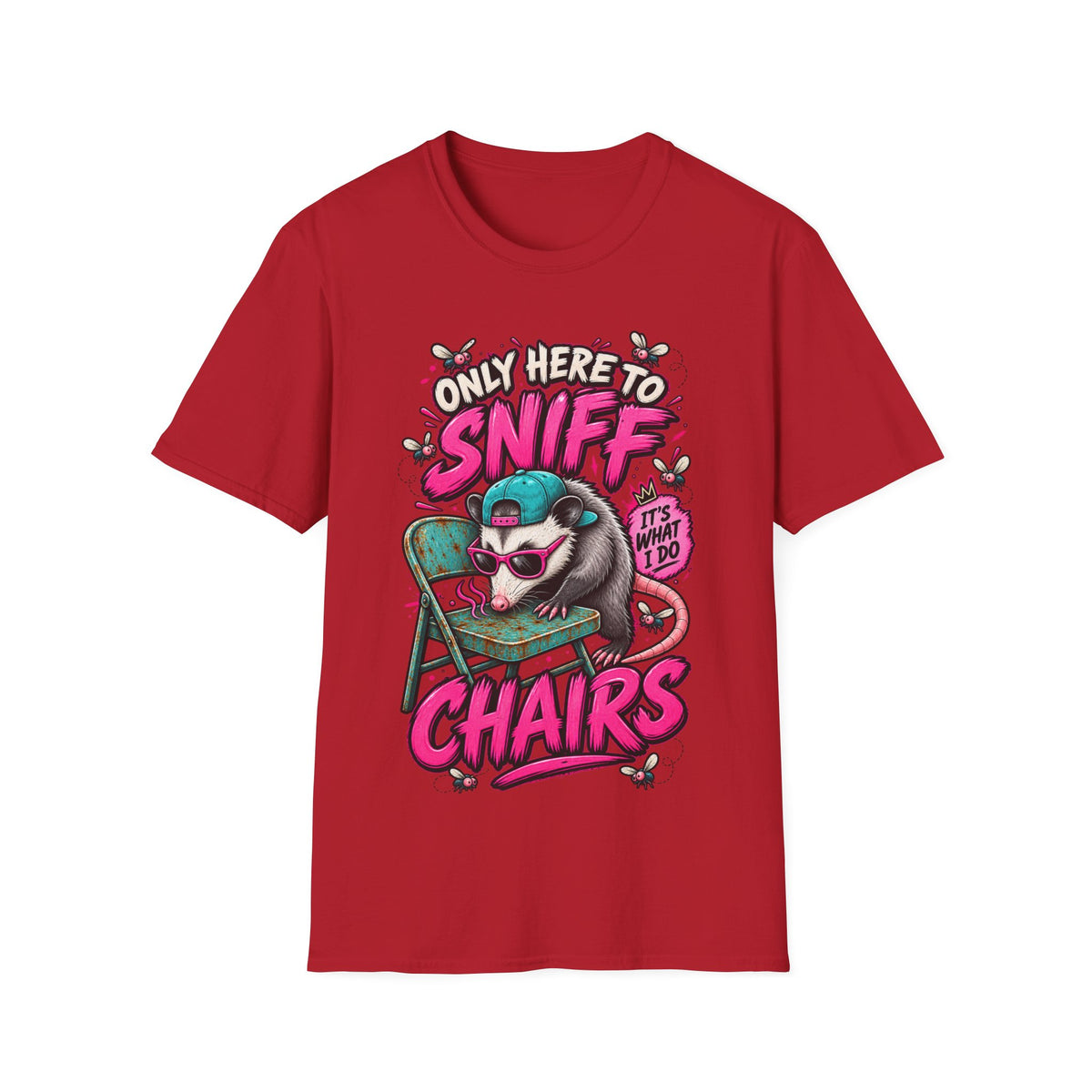 Adult T-Shirt — "Only Here to Sniff Chairs" Cute Ferret Graphic Tee