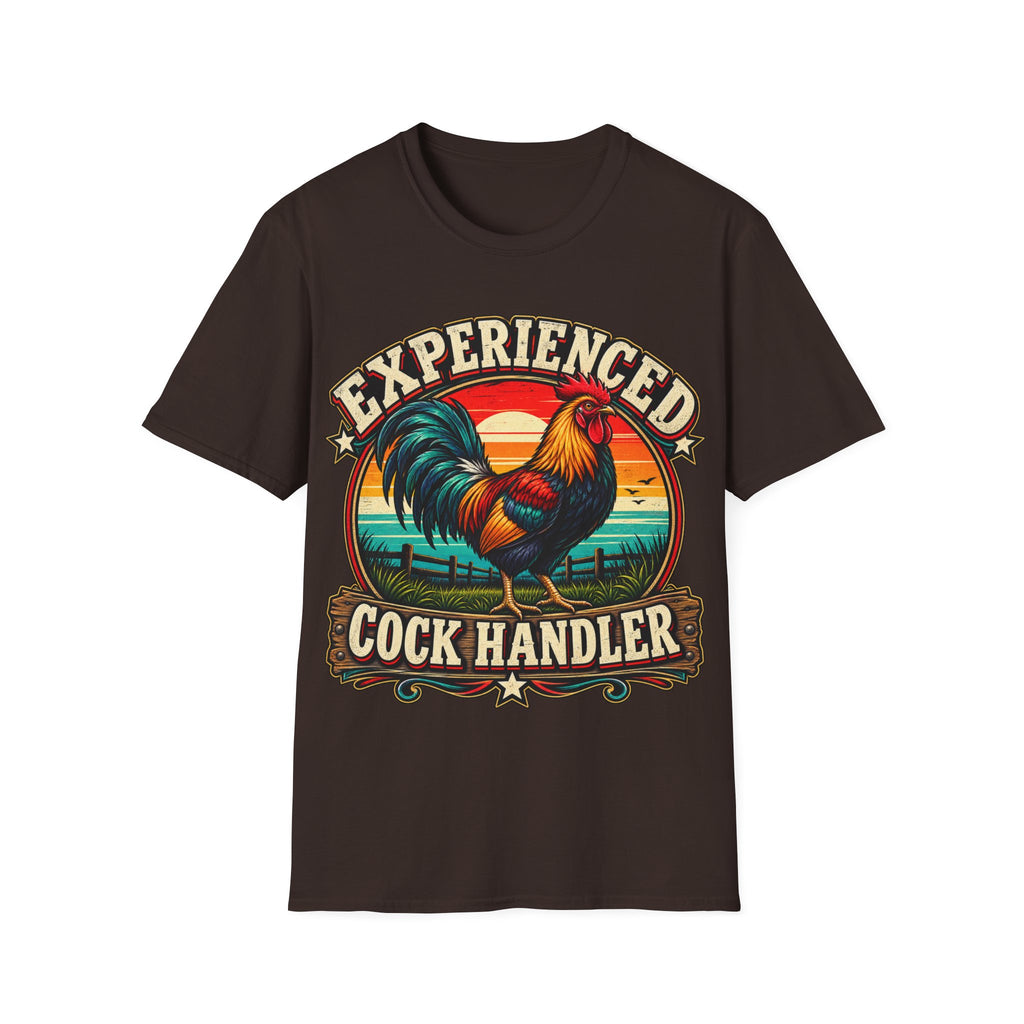 Experienced Cock Handler Adult T-Shirt — Retro Rooster Graphic Tee