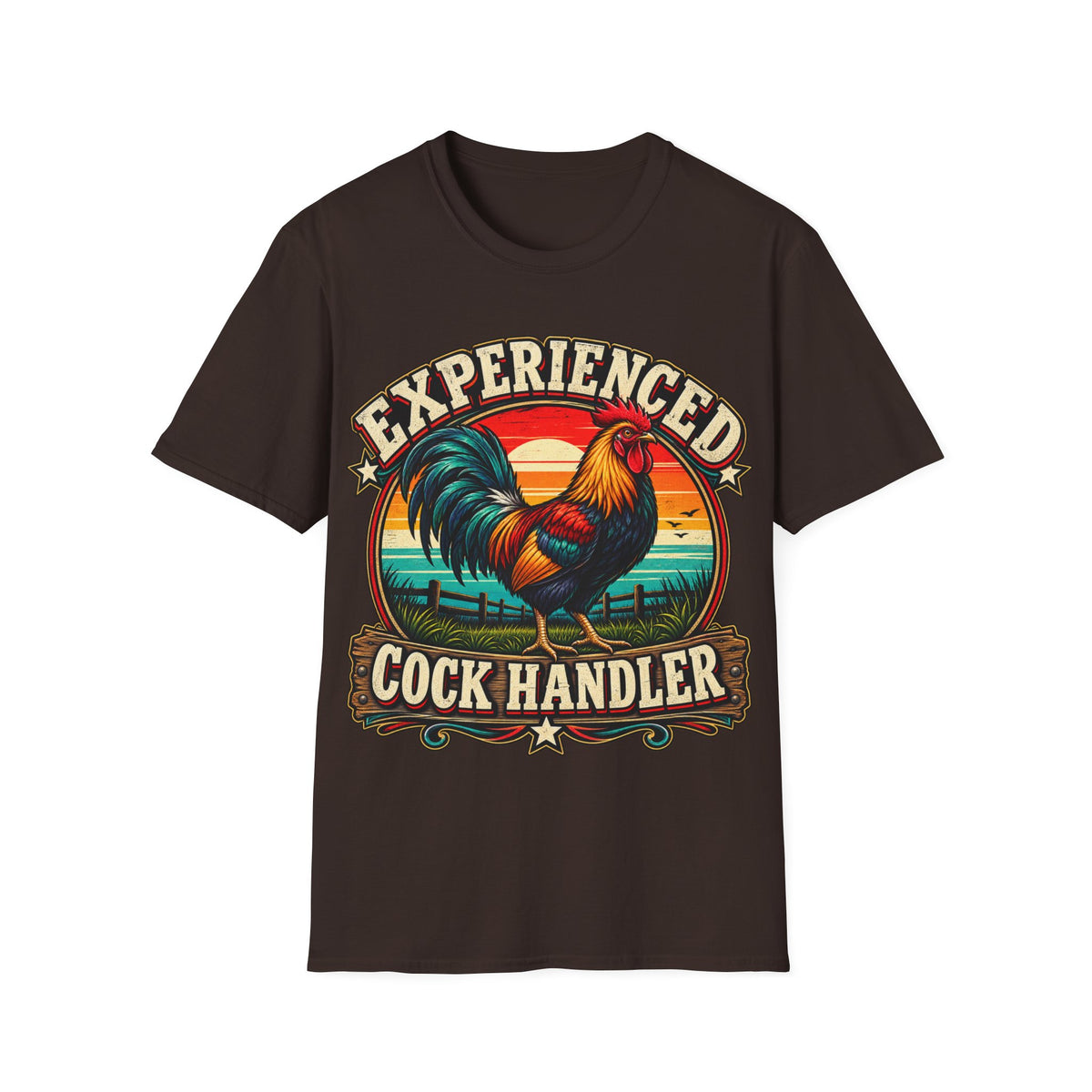 Experienced Cock Handler Adult T-Shirt — Retro Rooster Graphic Tee