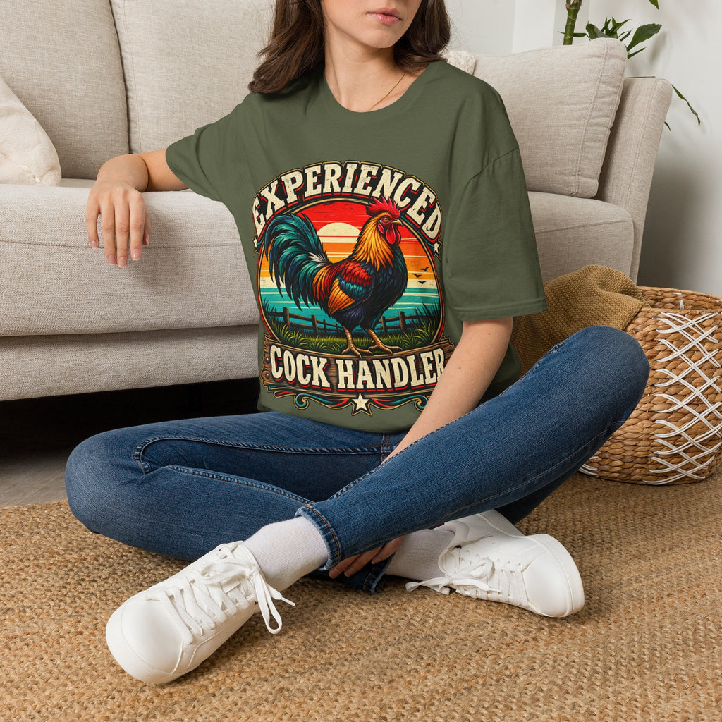 Experienced Cock Handler Adult T-Shirt — Retro Rooster Graphic Tee