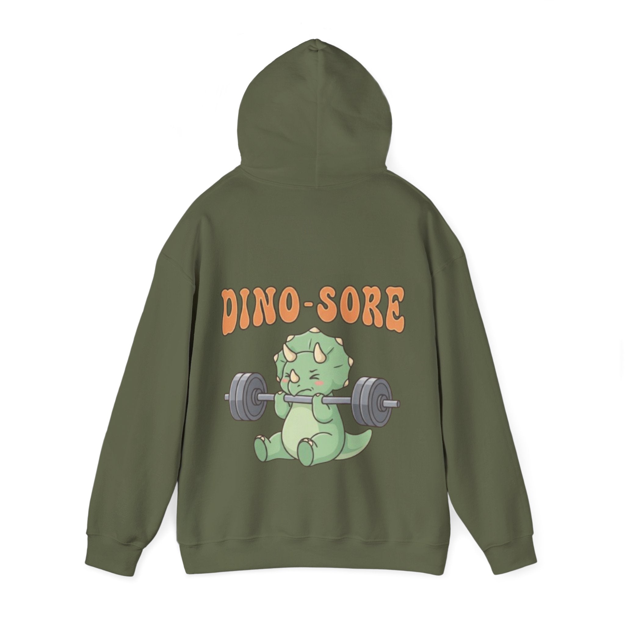 Dino-Sore Adult Hoodie — Cute Triceratops Weightlifting Sweatshirt