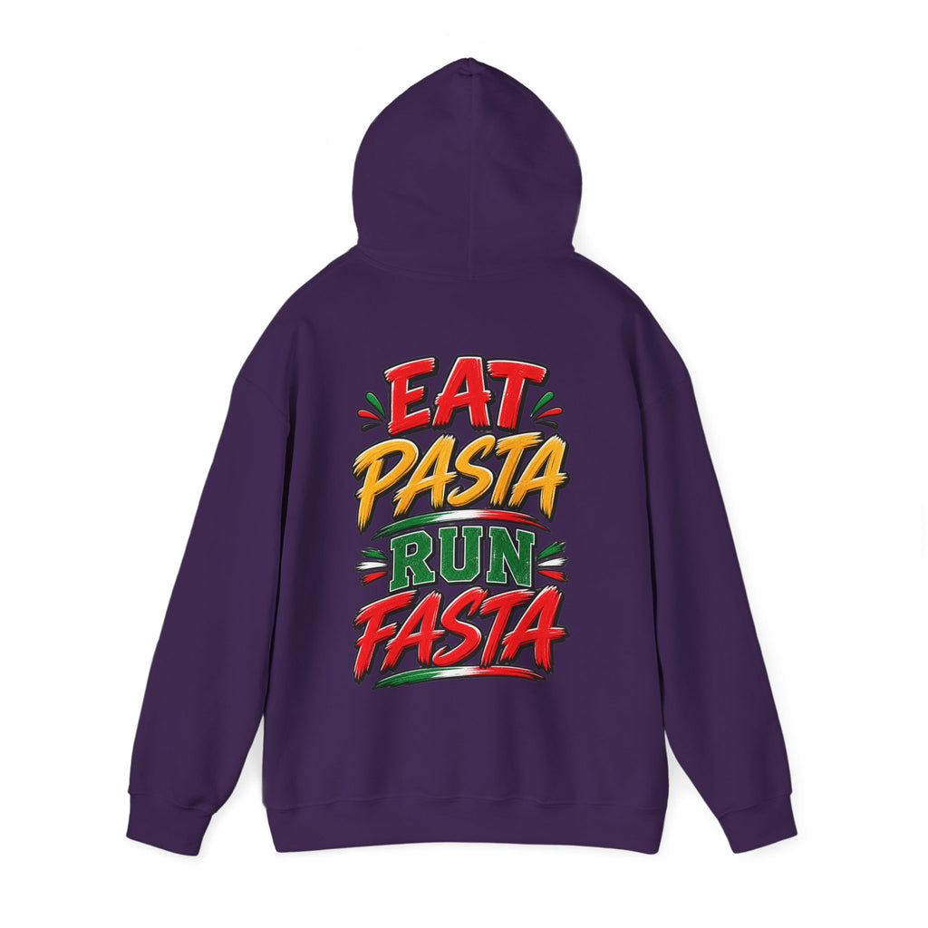 Adult Hoodie — "Eat Pasta Run Fasta" Graphic Pullover