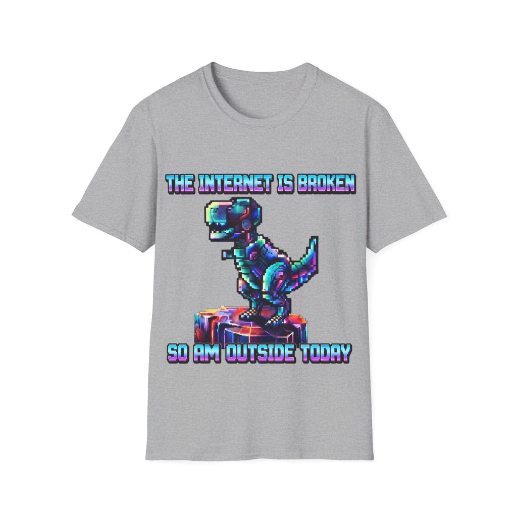 Internet Is Broke Adult  T-Shirt — Retro Pixel Dino "So Am I" Graphic Tee