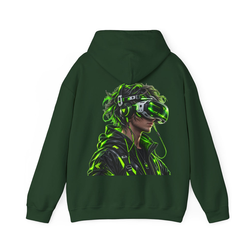 VR Gamer  Adult Hoodie — Neon Cyberpunk Virtual Reality Gamer Graphic Sweatshirt