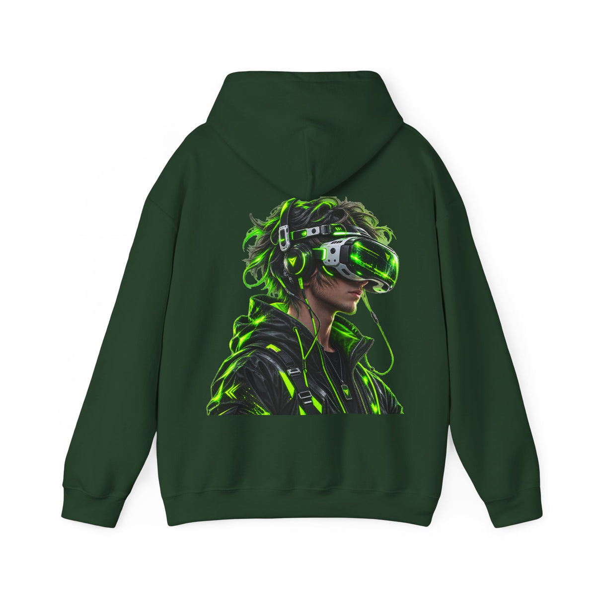 VR Gamer  Adult Hoodie — Neon Cyberpunk Virtual Reality Gamer Graphic Sweatshirt