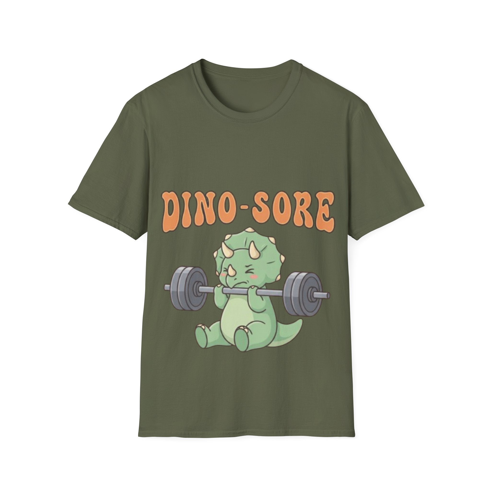 Dino-Sore Adult T-Shirt — Cute Workout Dinosaur Fitness Tee