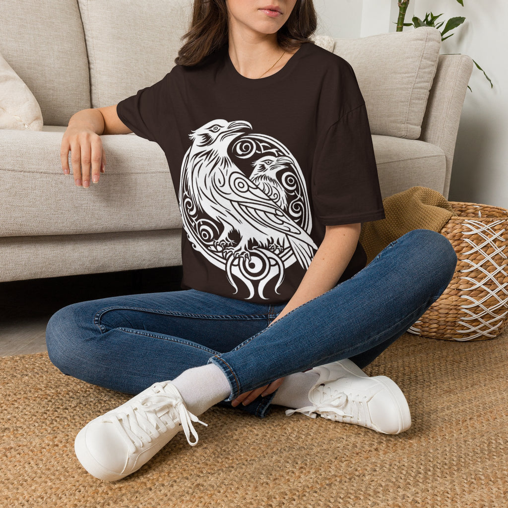 Odens Raven's Tribal Art Adult T-Shirt — Huginn and Muninn