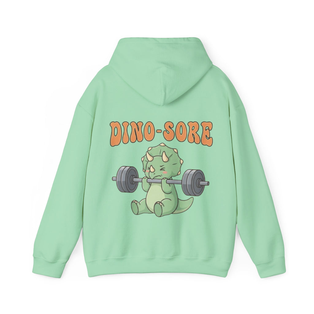 Dino-Sore Adult Hoodie — Cute Triceratops Weightlifting Sweatshirt