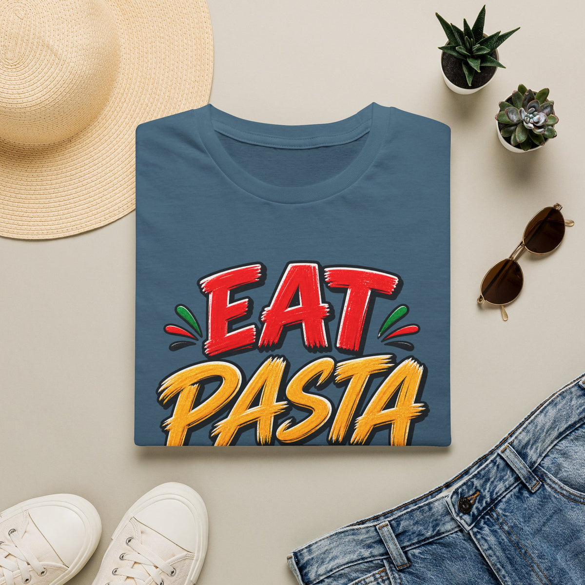 Eat Pasta Run Fasta Adult T-Shirt — Funny Italian Food & Running Graphic Tee