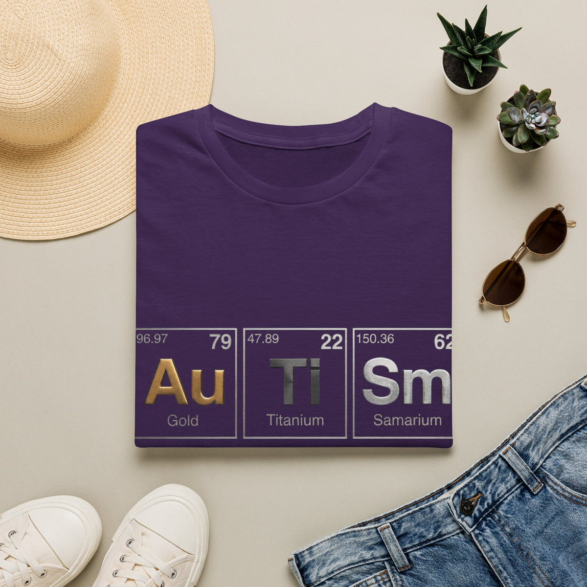 Adult T-Shirt — 'Au Ti Sm' Periodic Table Autism Awareness Tee