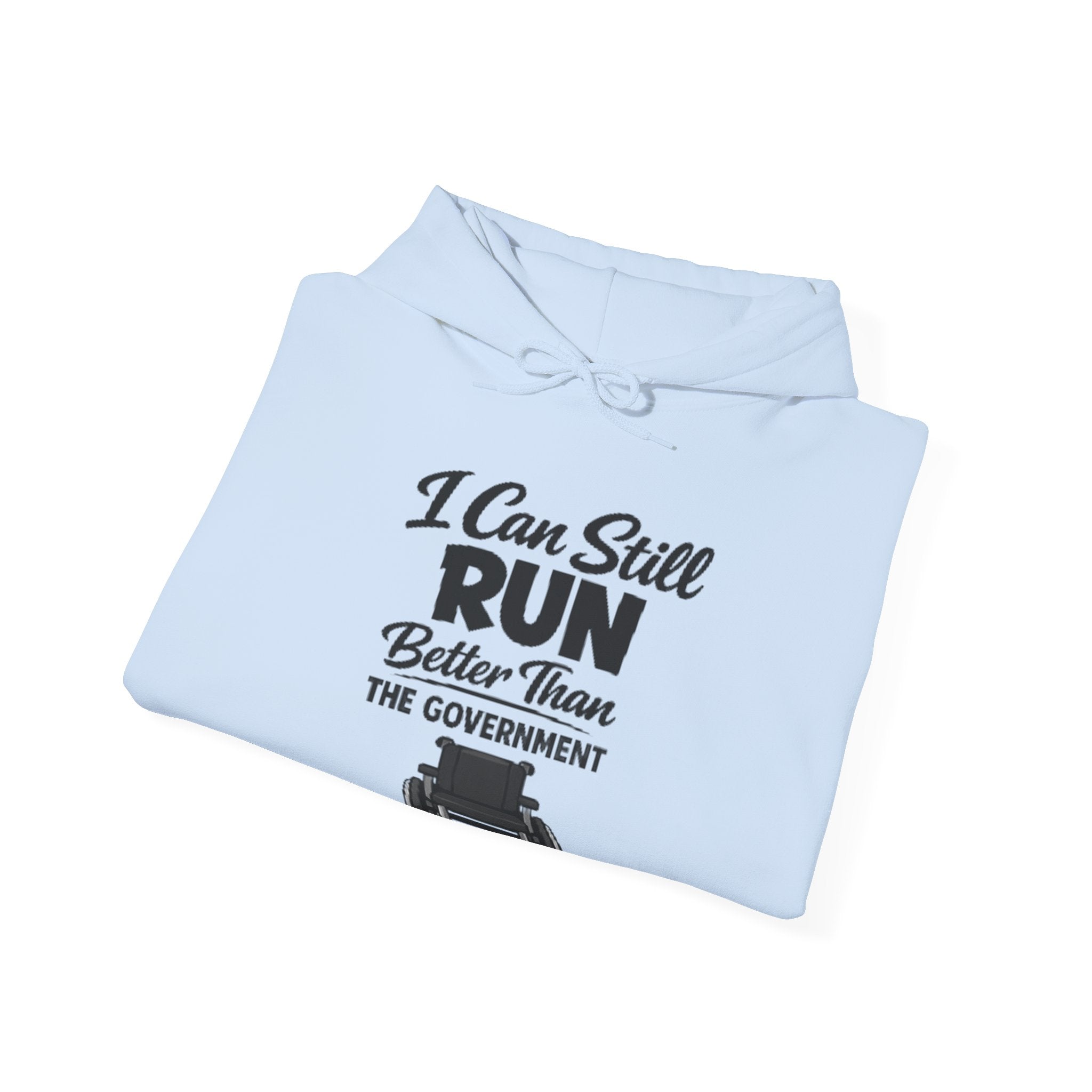 Adult Hoodie — "I Can Still Run Better Than The Government" Lawn Mower Funny Political Sweatshirt