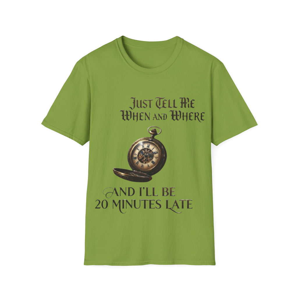 Pocket Watch Adult T-Shirt — "Just Tell Me When and Where" Vintage Timepiece Tee