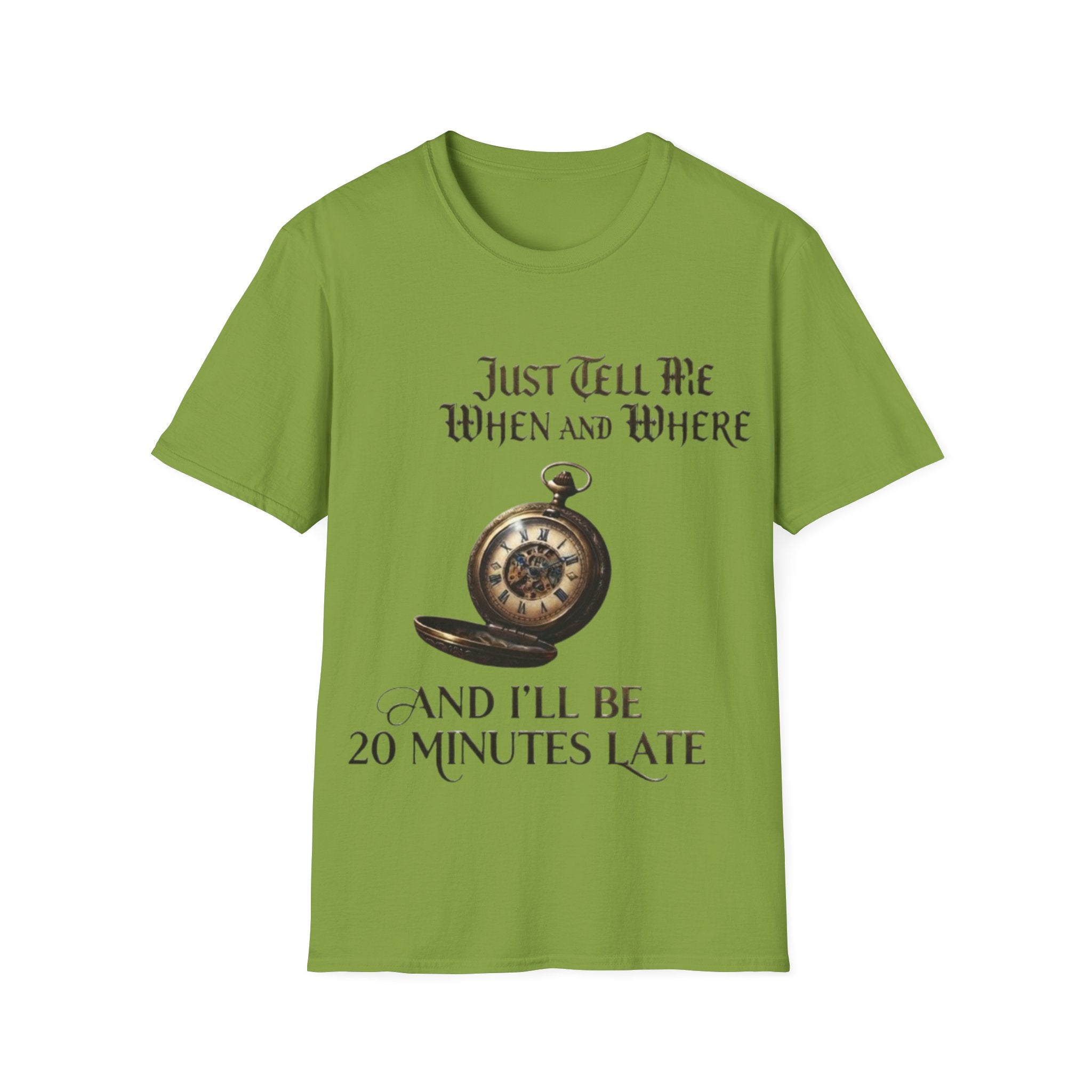 Pocket Watch Adult T-Shirt — "Just Tell Me When and Where" Vintage Timepiece Tee